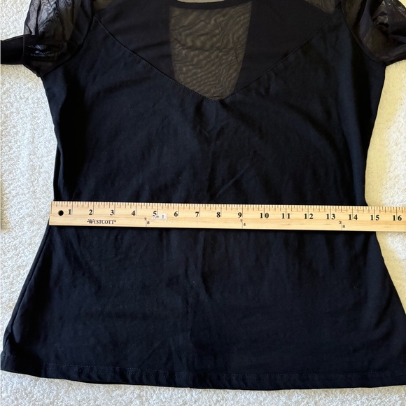 Women’s Black Mesh Long Sleeve Blouse Size Medium - Picture 6 of 13